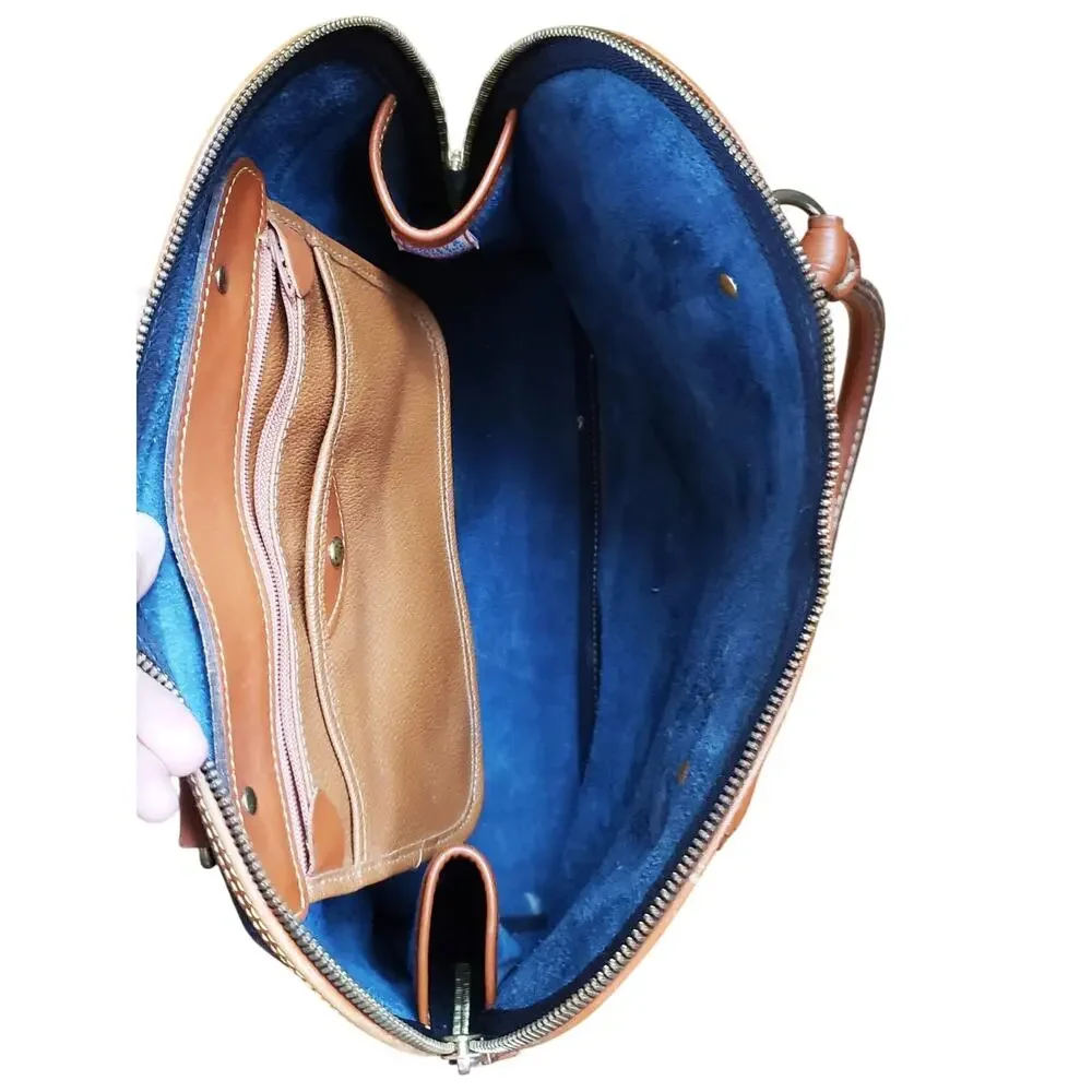 Dooney & Bourke VIntage All Weather Leather Domed Satchel Navy